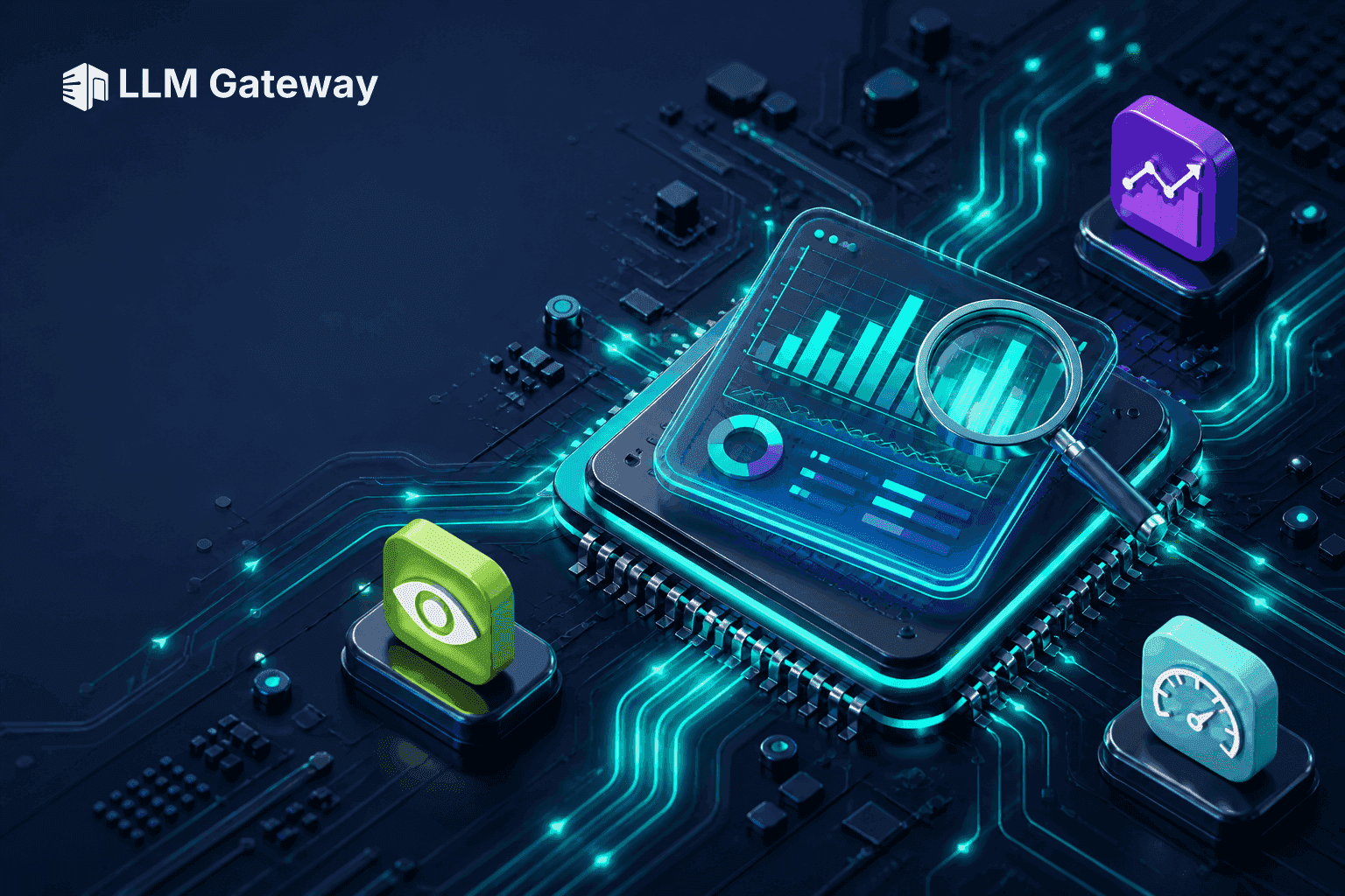 The best Helicone alternatives in 2026 — a glowing analytics dashboard chip observing request traces on a circuit board