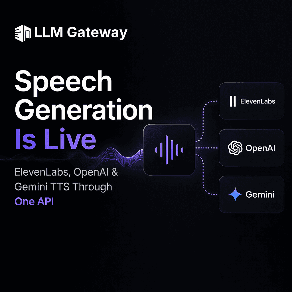 Sound waves flowing out of a single API endpoint into multiple speech models