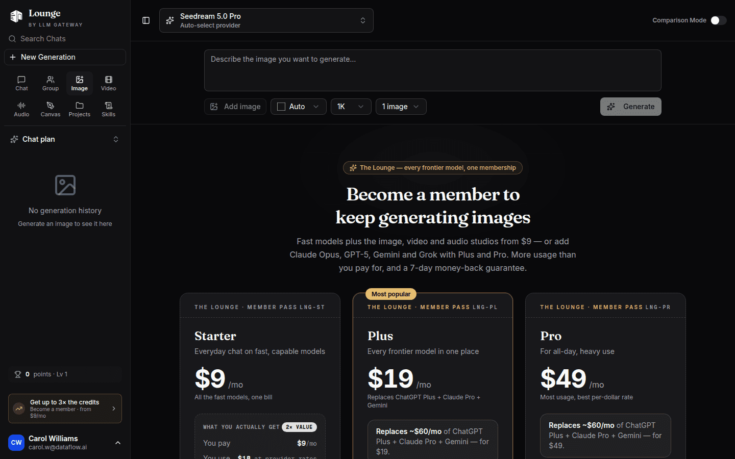 PassingRight Chat Image Studio generating images with multiple AI models