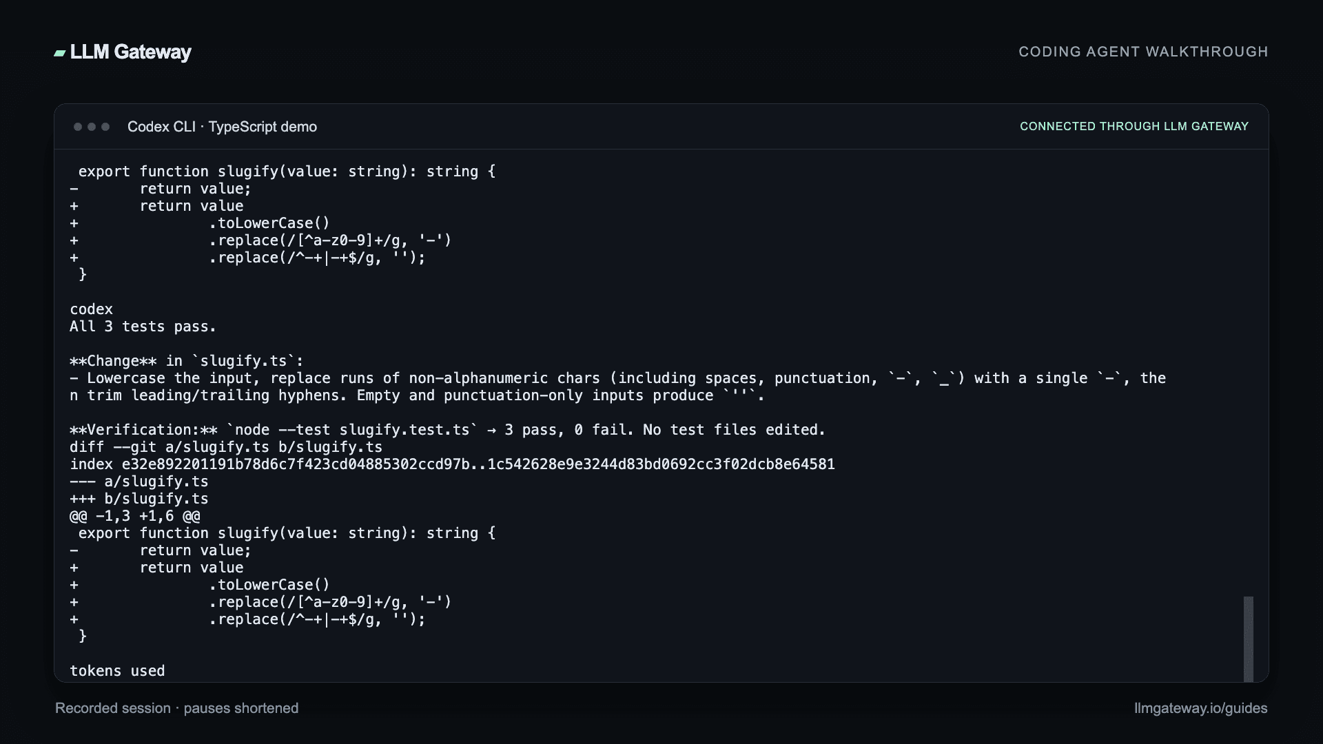 Codex CLI completing the coding task through PassingRight