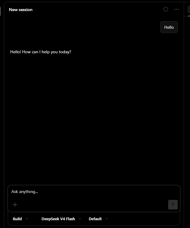 OpenCode Desktop chat active with PassingRight